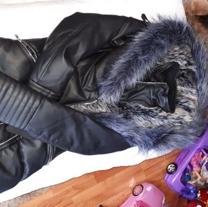 Black fur leather jacket